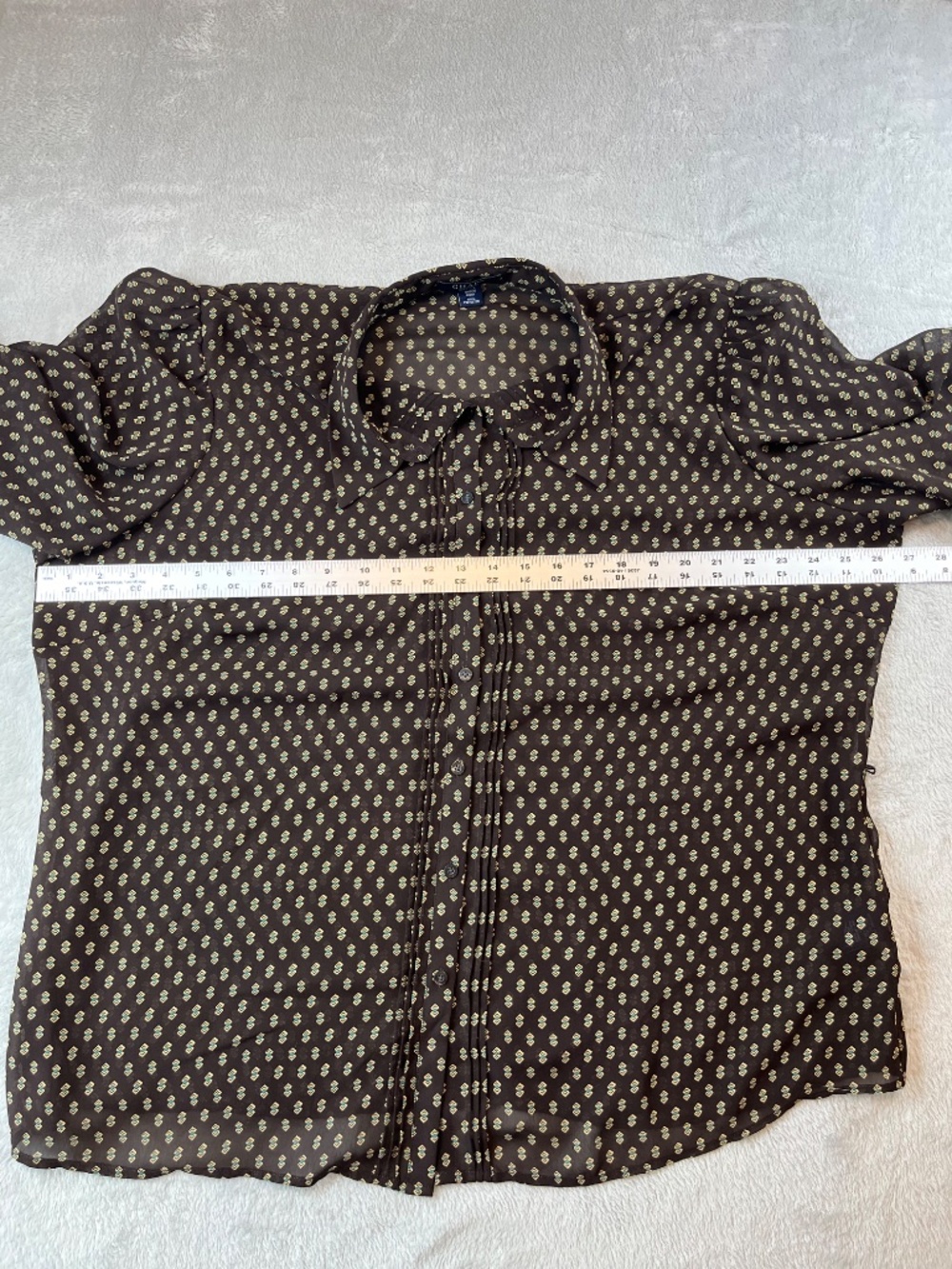 Chaps Plus sz 20w Sheer Blouse Pin Tuck Geometric Print Office Chic Tunic Blouse - Picture 11 of 16